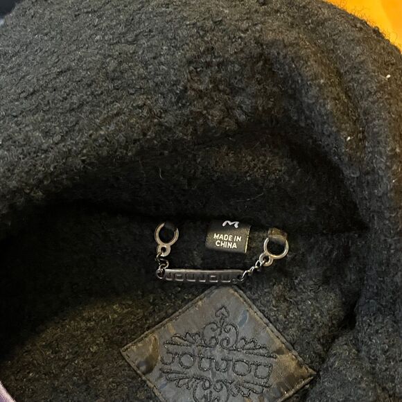 JOUJOU Black Wool Blend y2k Coat Pockets Size M Large collar jacket Jackie O - Picture 12 of 14